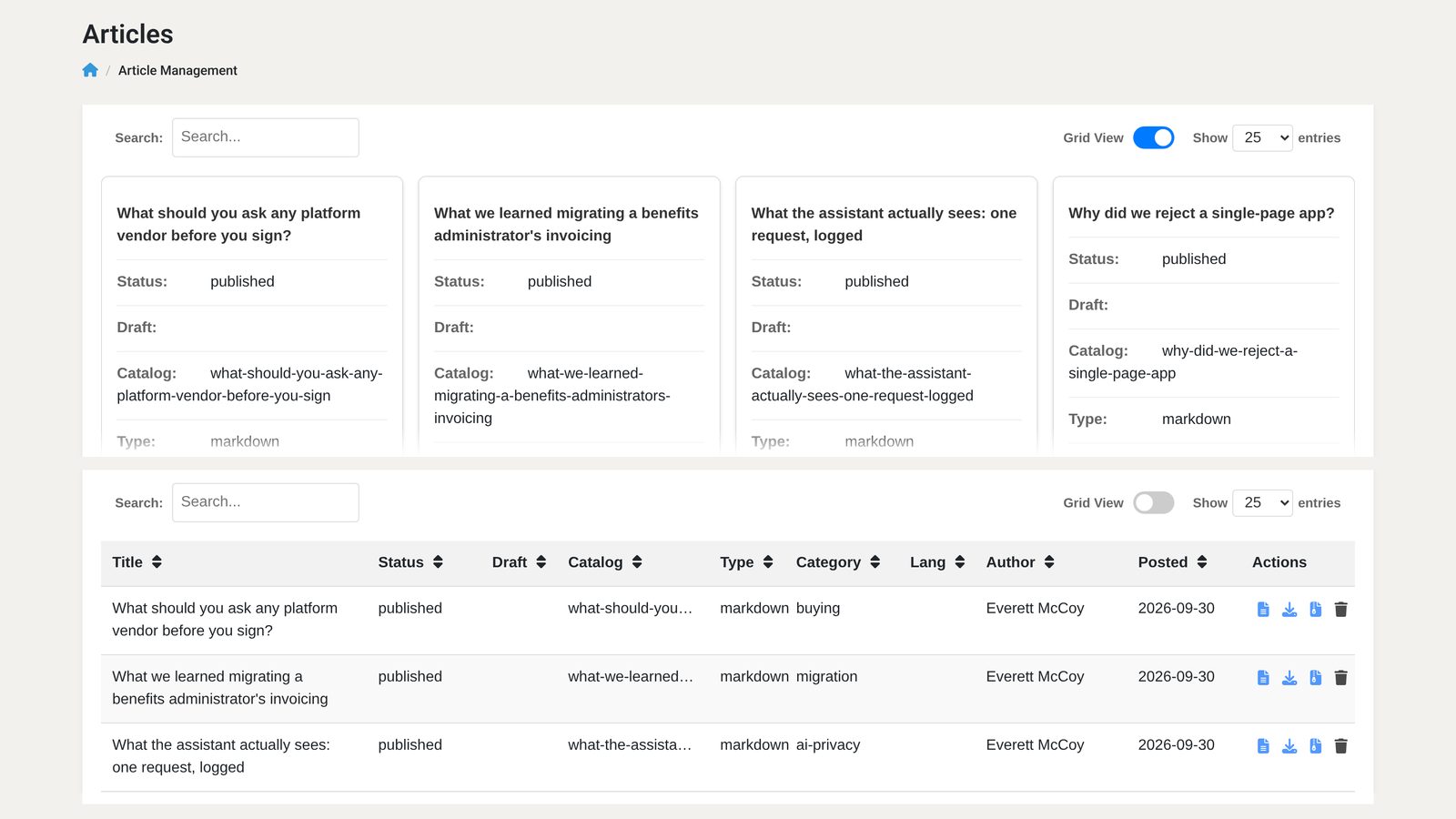 How do you build a sortable, searchable, exportable data table without a JavaScript framework?